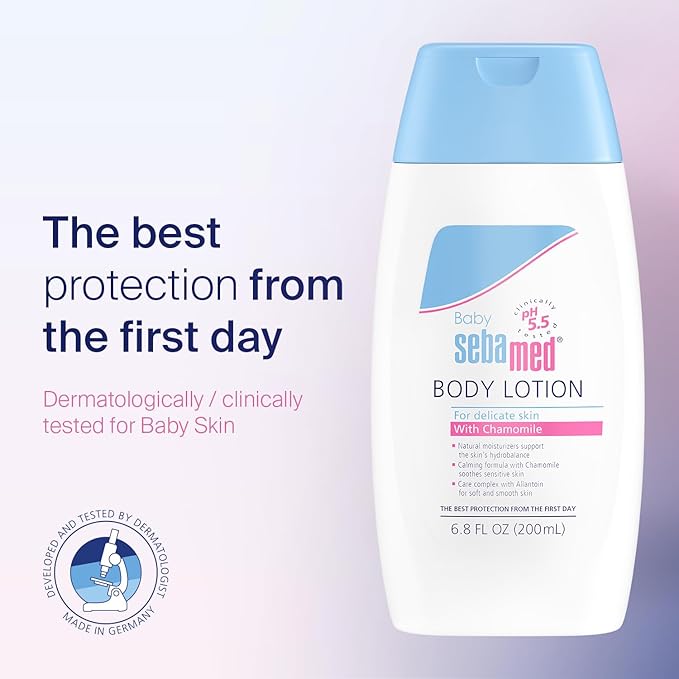 Sebamed Baby Lotion pH 5.5 Ultra Mild Dermatologist Recommended Moisturizer for Sensitive Skin and Delicate Skin 6.8 Fluid Ounces (200 Milliliters)