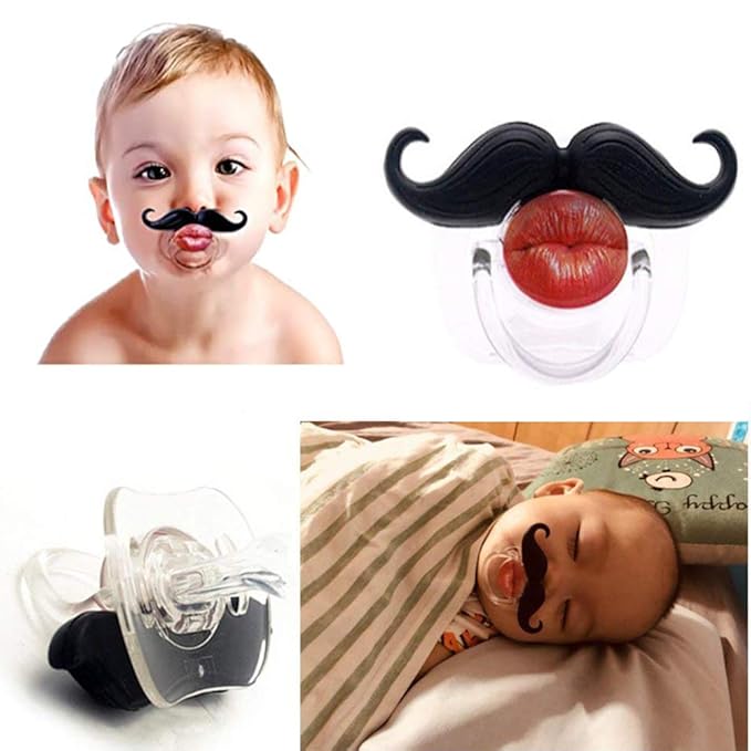 Funny Pacifiers for Babies,Newborn Pacifier,Funny Pcifiers for 0-6-12-18 Months, Mustache Pacifier,Teeth Binky,Gift Pacifiers for Boys and Girls (Colors-04)
