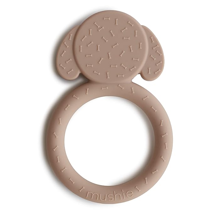 mushie Silicone Baby Teether Toy | Dog Brown