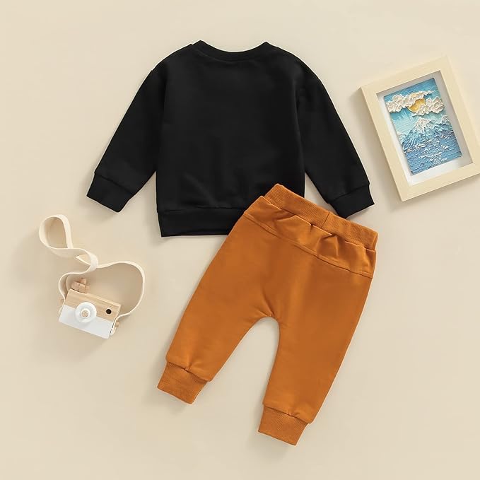 Baby Boy Fall Clothes Set Long Sleeve Crewneck Sweatshirts Pants Cute Infant Newborn Outfits 6 12 18 24 Months 2T