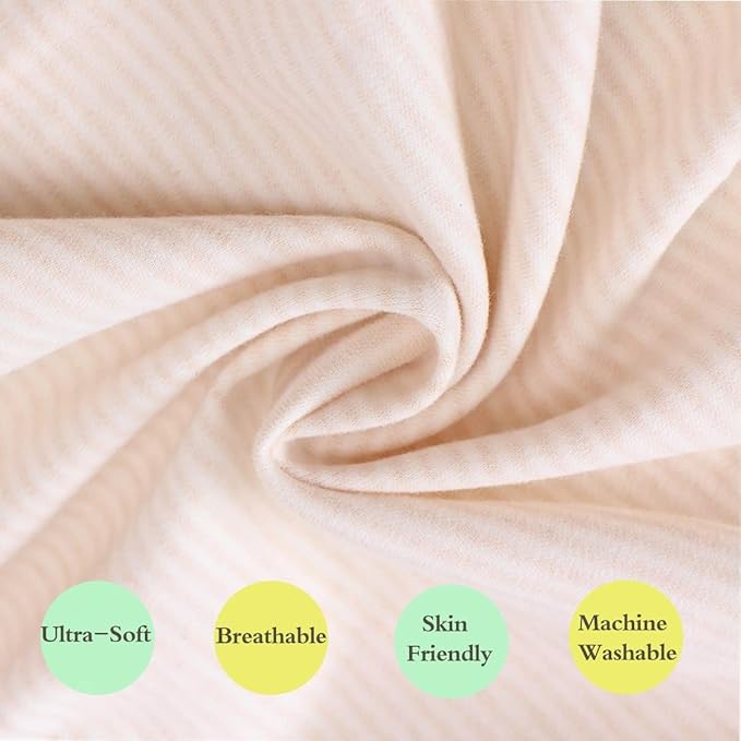6-Pack Organic Cotton Baby Bath Set - Embroidered Hooded Towel & 5 Soft Washcloths, Ultra Soft Newborn, Toddlers, Registry Gift for Boys & Girls, Brown 37.5 x 37.5 Inches