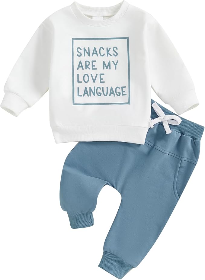 Infant Baby Boy Fall Clothes Set Funny Letter Sweatshirt Pant Outfit Toddler Winter Clothes 6 12 18 Months 2T 3T
