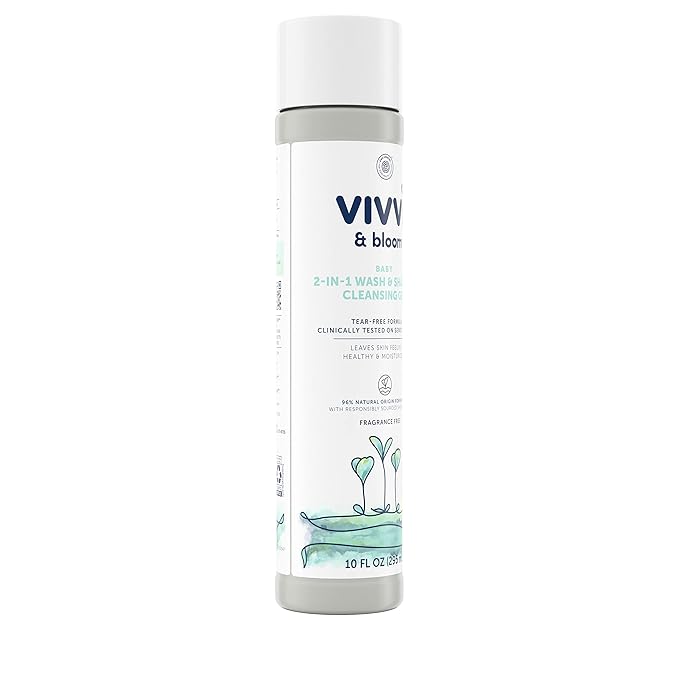 Vivvi & Bloom Gentle 2-in-1 Baby Wash & Shampoo Cleansing Gel, Leaves Sensitive Skin Feeling Healthy & Moisturized, Fragrance-Free, Formulated Without sulfates, paraben, & Dyes, 10 fl. Oz