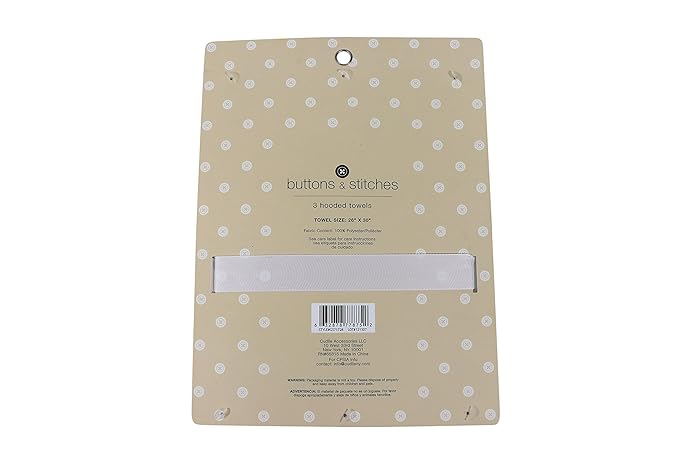 Cudlie Buttons & Stitches Baby Girl 3 Pack Rolled/Carded Hooded Towels in Crisp Blossom Print (GS71728)