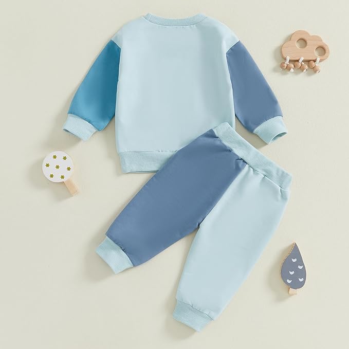 Baby Boy Fall Clothes Set Long Sleeve Letter Print Sweatshirt Pants Toddler Infant Outfits 6 12 18 24 Months 2T