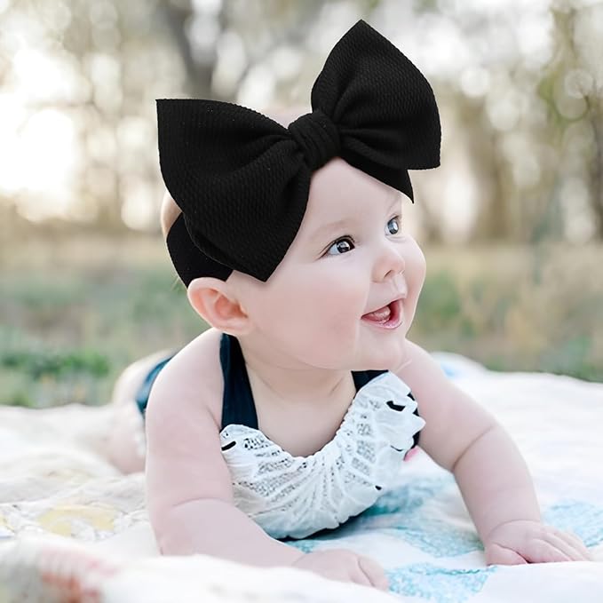 Super Durable Soft Knot Headbands with Hair Bows Infant Toddlers Kids Hair Accessories Beige Black Headband for Newborn Baby Girls