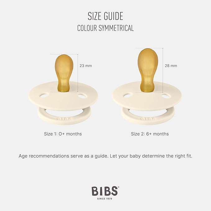 BIBS Colour Pacifier with Symmetrical Nipple| Natural Rubber Baby Pacifier | Set of 4 BPA-Free Soothers | Made in Denmark | Baby Blue Mix | Size 0-6 Months