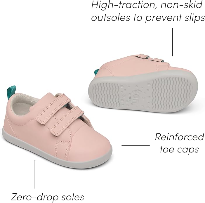 Ten Little Everyday Original Toddler Shoes - APMA-Approved Vegan Leather Kids Sneakers, 100% Cotton Lining, Wide Toe Box, Zero Drop Flexible Soles, Hook and Loop Toddler Sneakers