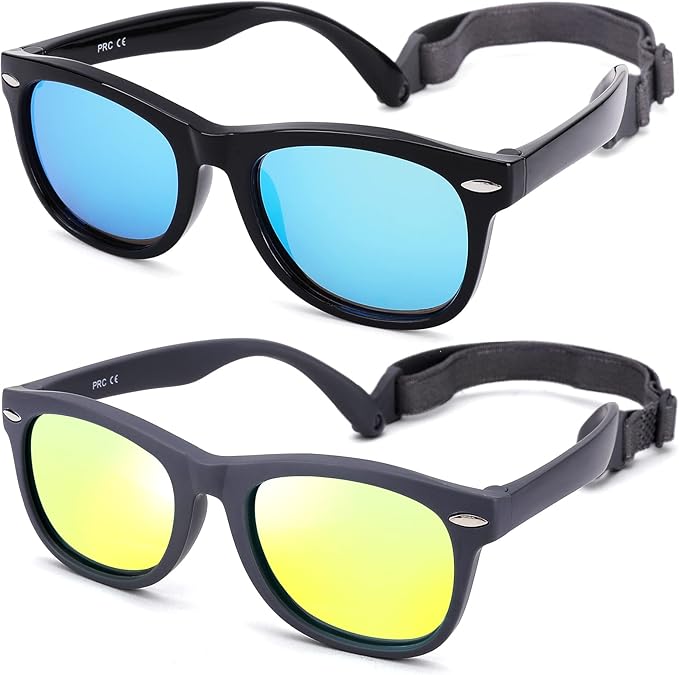 Polarized Baby Sunglasses with Strap - Unbreakable Flexible Infant Sunglasses for Toddlers Age 0-24 Months