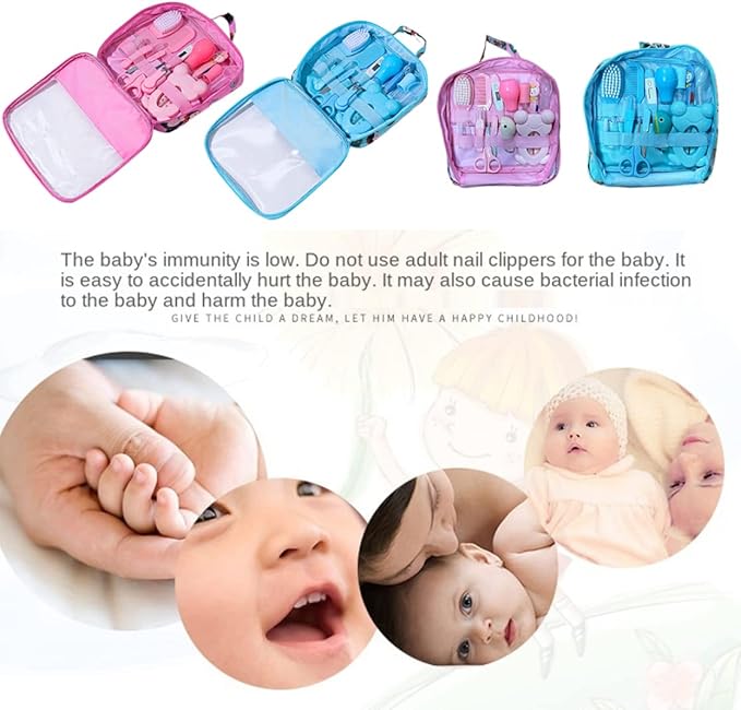 Baby Healthcare and Grooming Kit Baby Nasal Aspirator Nail Clipper Hairbrush Set Newborn Daily Cleaning Care Kit 13 PCS/Set, Style A, Blue, Safety First Baby Healthcare kit