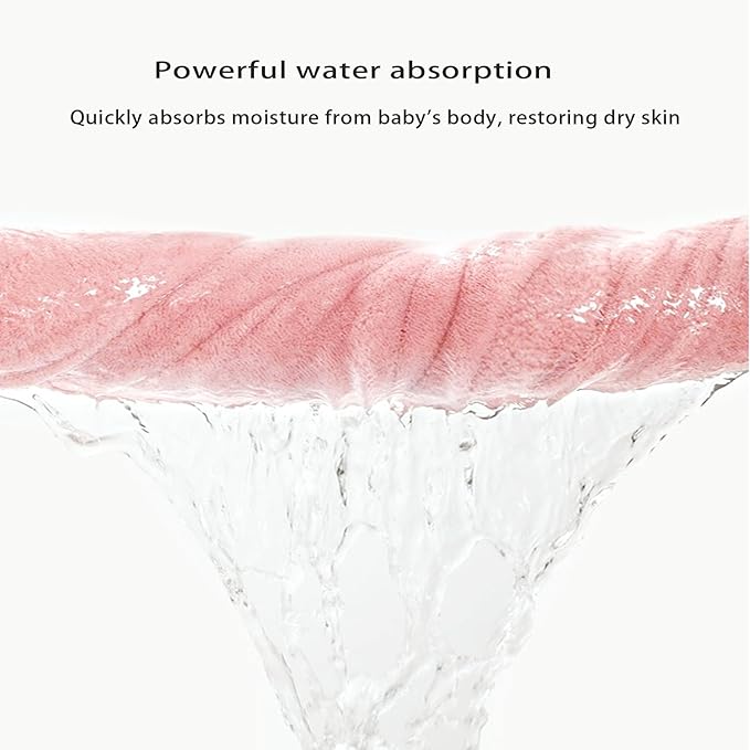 Baby Hooded Bath Towel 31.5"x31.5" Ultra Absorbent Soft Coral Fleece, for Newborn Infant Toddler Up to 3 Years, Unisex Bathrobe Blanket for Boys & Girls 2PCS(Sakura Pink)