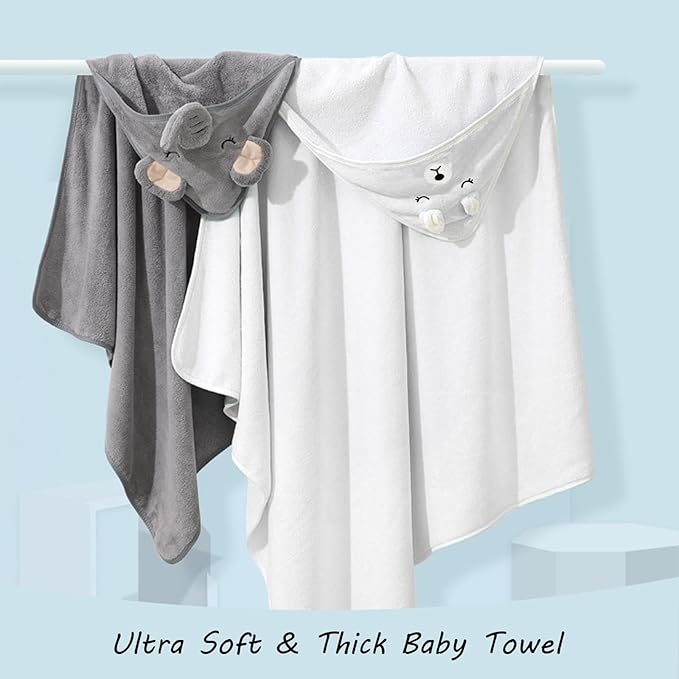 Hooded Baby Towels - Premium Ultra Soft Organic Baby Bath Towel – Absorbent and Hypoallergenic Towels for Baby Boy Girl, Toddler, Newborn Essentials (1 Pack Elephant)