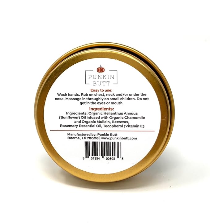 Punkin Butt Baby Chest Rub with Rosemary | All Natural with Organic Chamomile and Mullein Safe for Infants | 2 oz