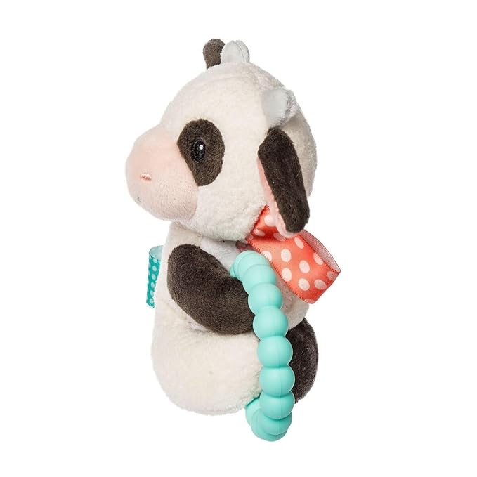 Taggies Soft Baby Rattle with Soothing Teether Ring and Sensory Tags, 6-Inches, Buttercup Cow