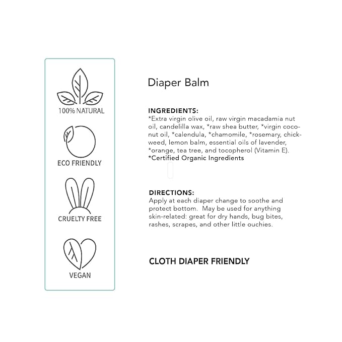 Organic Diaper Balm by Balm Baby – Natural Diaper Rash Cream & Multipurpose Baby Skin Ointment with Calendula, Vegan - Soothing, Healing, Moisturizing – Newborn Cradle Cap (Single + Travel Size)