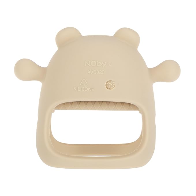 Nuby Silicone Wrist Teething Mitten - Baby Teether Ring - 3+ Months - Brown Bear