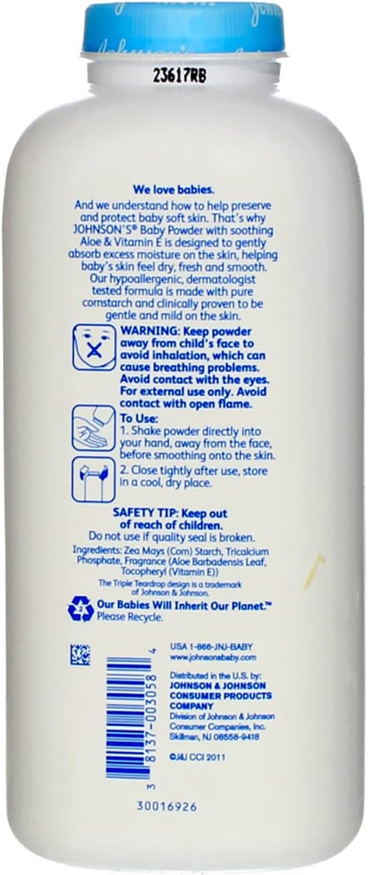 JOHNSON'S Aloe & Vitamin E Baby Powder 15 oz (Pack of 3)