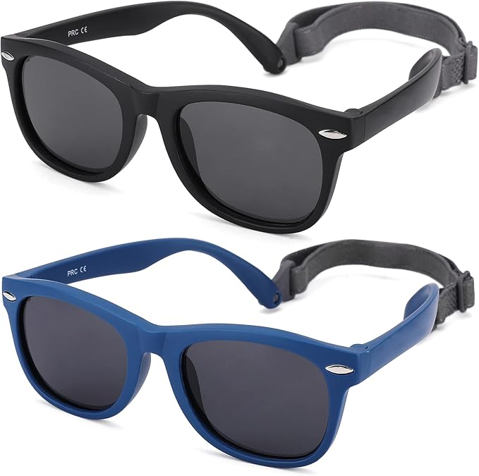 Polarized Baby Sunglasses with Strap - Unbreakable Flexible Infant Sunglasses for Toddlers Age 0-24 Months