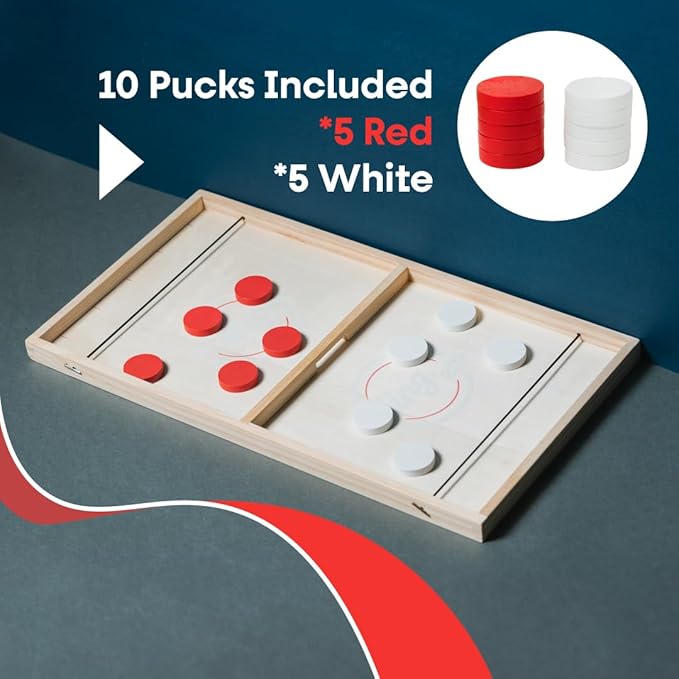 Bayview Fast Sling Puck Game – 2‑Player Wooden Tabletop Game for Kids & Adults | Fast-Paced Family Party Game, Travel-Friendly & Durable