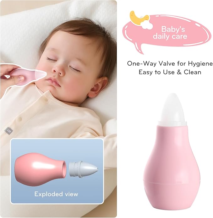 Baby Care Kit, Baby Grooming Kit,6-Piece Newborn Grooming Set with PP Baby Comb & Brush, Silicone Nasal Aspirator, Travel Bottles (60ml/20ml), Toothbrush, Newborn Care Set (Pink)