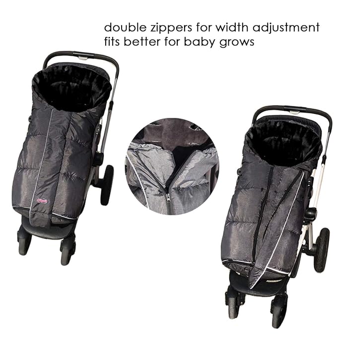 German Designed Winter Tour Waterproof Stroller Footmuff,Width Adjustable Design Fits Baby Grows Stroller Bunting Bag Toddler 6-36M,Black