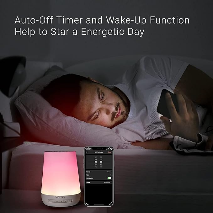 Baby Sound Machine, Momcozy White Noise Machine for Baby Sleeping with Night Light, Toddler Sleep Trainer 34 Soothing Sleep Sounds, Timer, App Remote Control, Personal Sleep Routine Alarm Clock(Blue)