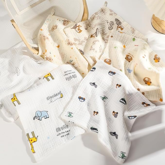 norinori Baby Msulin Washcloths Newborn Face Towel - Baby Muslin Burp Cloths 10Pack Soft Absorbent Natural Cotton Wash Towel 10"X10" Baby Bath Towels Wipes Baby Registry as Shower
