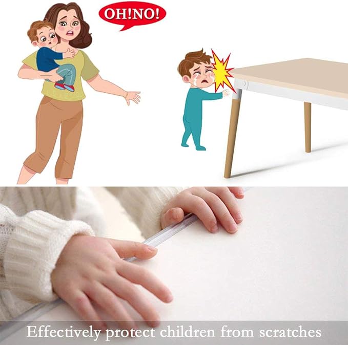 Edge Protector 100% Silicone, Baby Proofing Thin Corners Clear Guards, Pre-Tape Adhesive Soft for Kids Safety, Child Table Cabinets Furniture Bumper (2/5x2/5 in (Thin Width), 12 FT)