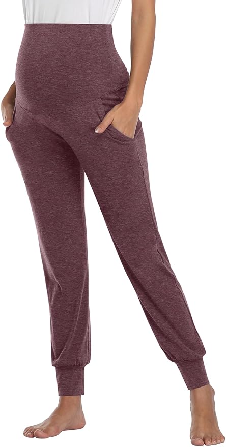 AMPOSH Women's Maternity Pants Stretchy Lounge Workout Sweatpants Casual Loose Comfy Pregnancy Joggers with Pockets