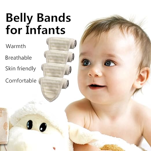 wonuu Baby Umbilical Cord Belt, Infant Belly Binder Hernia Care Navel Truss Support Newborn Warm Essential with Breathable Organic Cotton (4Pack-Green)