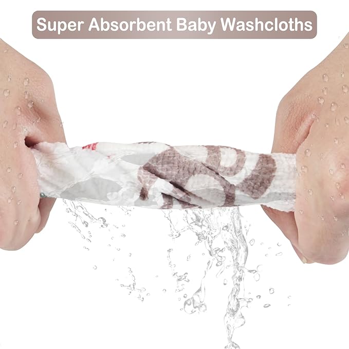 Viviland Baby Washcloths 24 Pack, Toddler Wash Cloths for Bath, Super Soft & Absorbent Bath Towel for Newborn and Infants, Baby Towels Care for Baby's Sensitive Skin