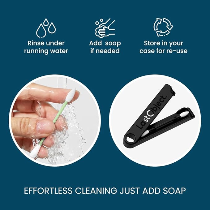 LastSwab® Reusable Cotton Swabs for Gentle and Eco-Friendly Beauty Routines - The Sustainable Alternative to Single-Use Q Tips - Zero Waste & Easy to Clean - Comes with a Convenient Travel Case Holder