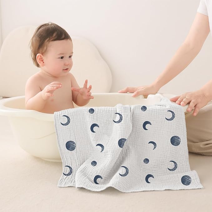 Susurration Muslin Burp Cloths 24x24 Inches Ultra Soft 100% Cotton, 4 or 7 Pack Baby Washcloths for Newborn, Absorbent Burp Rags & Swaddle Blankets