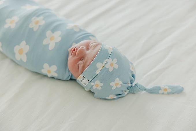 Copper Pearl Baby Beanie Hat Top Knot Stretchy Soft Della