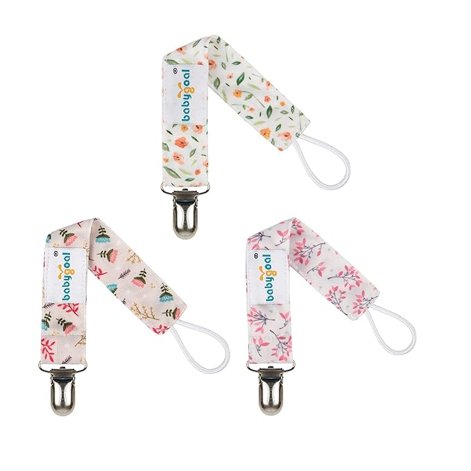 Babygoal Floral Pacifier Clips, 6 Pack Pacifier Holder Clips 6MP21