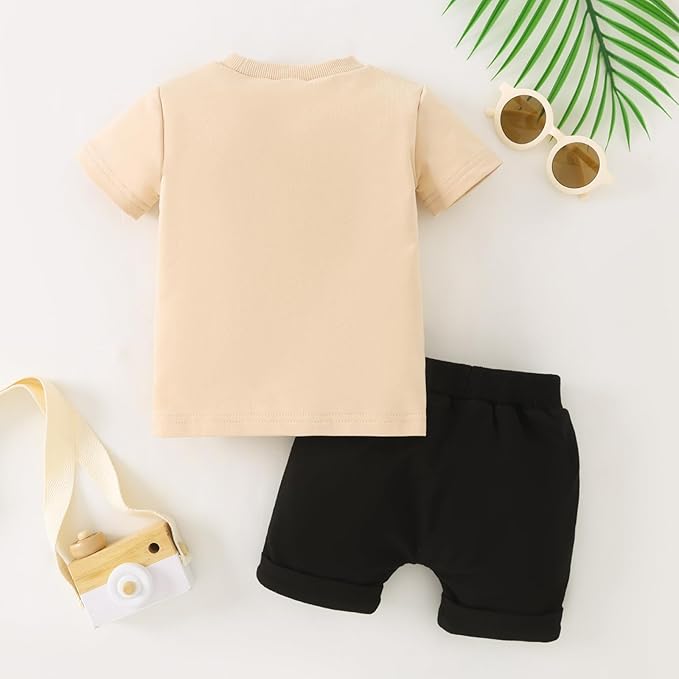 Yvowming 0-4T Toddler Baby Boy Clothes Kids Summer Truck Print T Shirt Short Set with Pockets