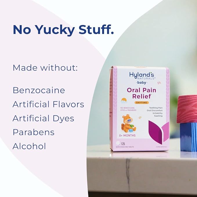 Hyland's Baby Nighttime Soothing Tablets with Chamomilla, Natural Relief of Oral Discomfort, Irritability, and Swelling, Up to 62 Doses (Pack of 1, 125 Count Total)
