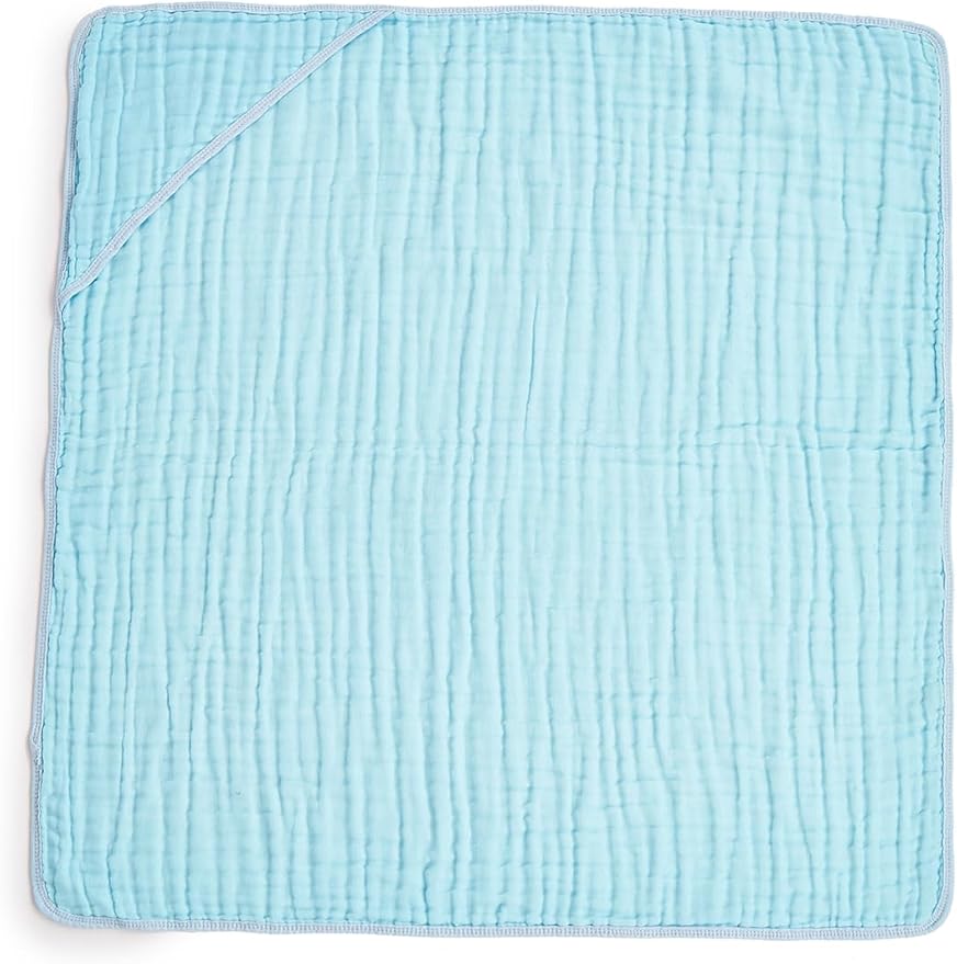 Muslin Hooded Baby Towels 6 Pack - 32x32 Inches, Premium 6-Layer 100% Cotton Extra Soft Absorbent Bath Towels for Infant, Newborn Gift Set (6 Pure Colors)