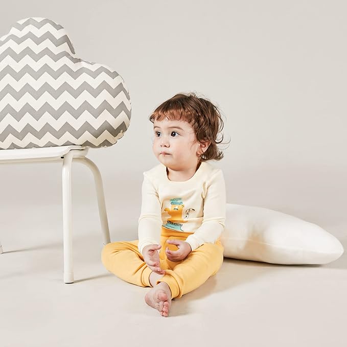 moimoln Sibling Matching 6M-8Y Soft Warm Cotton Modal Character Long Sleeve Snug-Fit Pajama Long Sleeve Sleepwear Daily