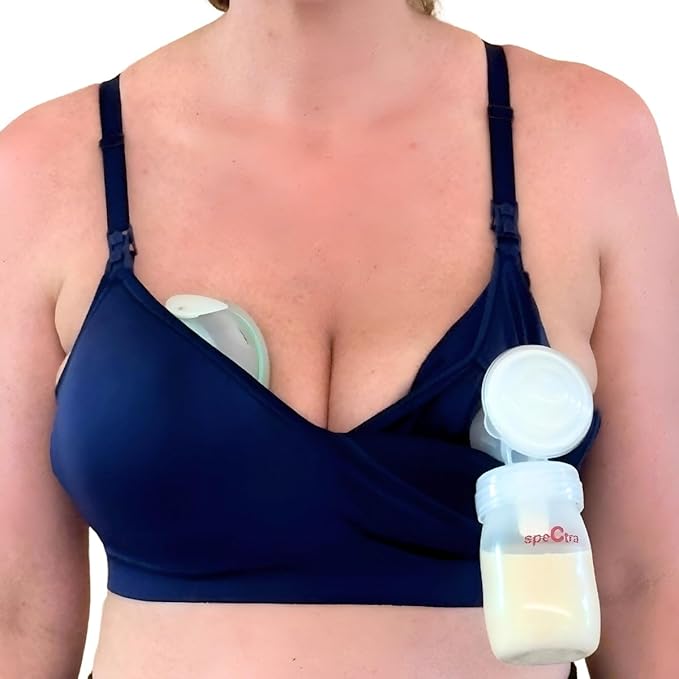 Supermom Silhouette with Removable Pads, Pumping Bra Hands Free, Adjustable Pumping & Nursing Bra for All Breast Pumps