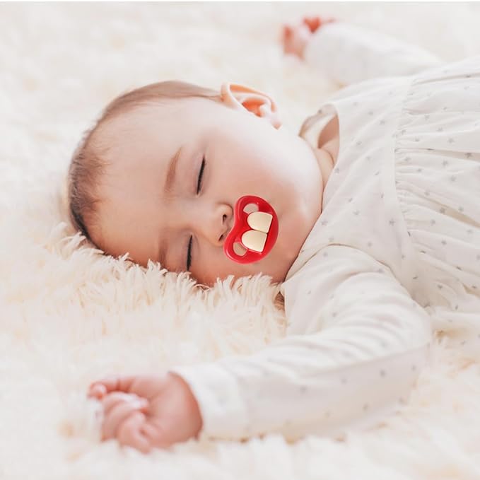 Funny Baby Pacifiers,Mustache Pacifiers for Babies 0-18 Months,Baby Teeth and Vampire Pacifier Funny Pacifier BPA Free