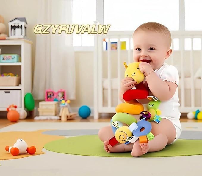Car Seat & Stroller Toy_Infant Toys Baby Sensory Interaction Cartoon Toys with Ringing Bells_Hanging or Wrapping Around The Infant Bed or Strollea