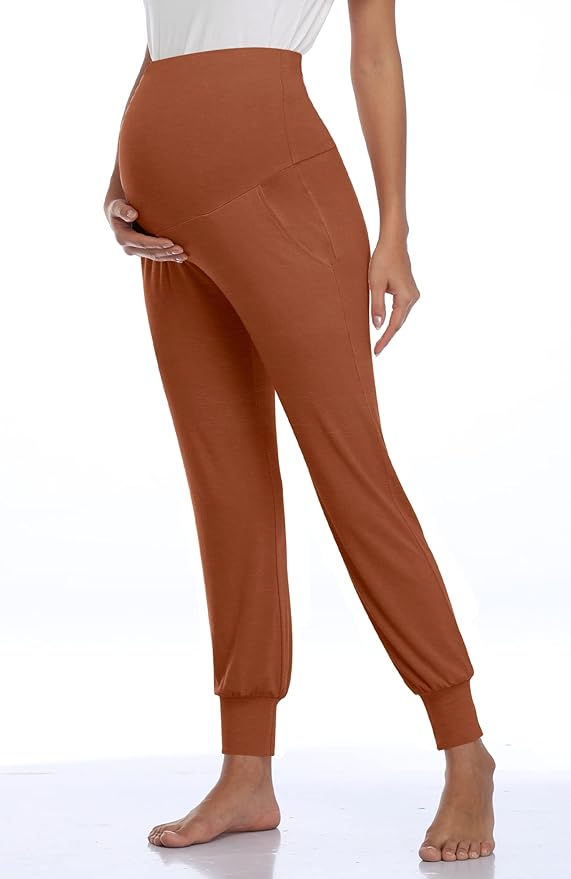 AMPOSH Women's Maternity Pants Stretchy Lounge Workout Sweatpants Casual Loose Comfy Pregnancy Joggers with Pockets