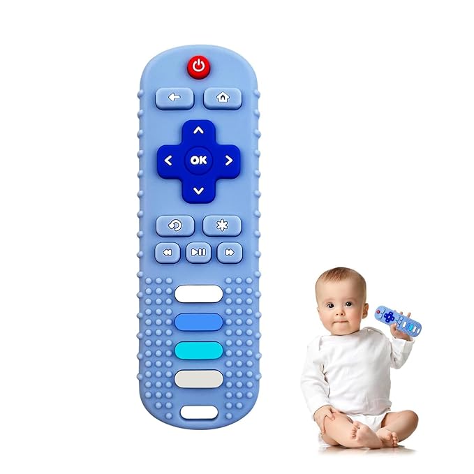 YAPROMO Baby Teething Toys,Reomte Teether Toys, Silicone Chew Toy for Babies 18+ Months, Remote Control Shape Teething Toys, Early Educational Toy BPA Free & Refrigerator Safe