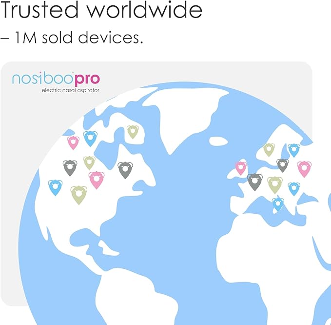 Nosiboo Pro Nasal Aspirator for Babies | Electric Nose Sucker | Made in EU | Adjustable Suction Power | Premium Quality | Award-Winning Design (Gray, 7,8x6,38x6,77 Inch)