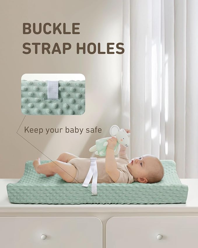 Babebay Changing Pad Cover, Ultra Soft Minky Dots Plush Changing Table Covers for Baby Boys and Girls, Breathable, 2 Pack (Roman Green & Lily White)