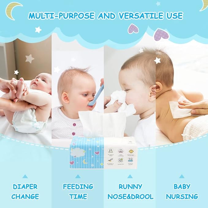 Orighty Baby Dry Wipes - Super Soft & Gentle Baby Washcloths, Use Wet or Dry, 100% Unscented Tissue for Babies Sensitive Skin, Ideal for Diaper Changes, Feeding, Nursing, Runny Nose & Drool, 600 Count