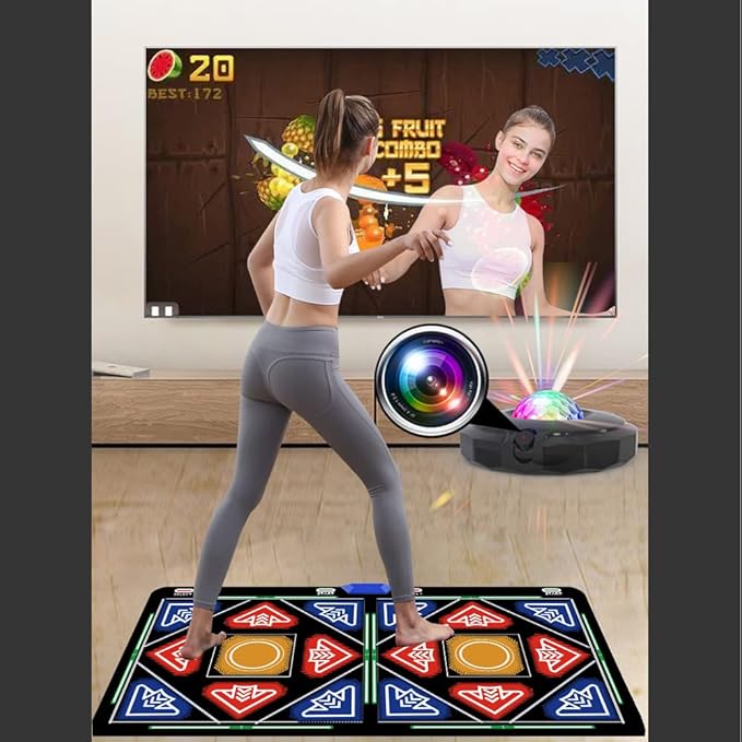 HDMI Musical Electronic Dance Mats with Camera,64G Memory Card,It Features 1030 Games、700 Songs and 81 MV,Double User Fitness Dance Pad Dancing Mat for Kids & Adults, Gift for Boys & Girls
