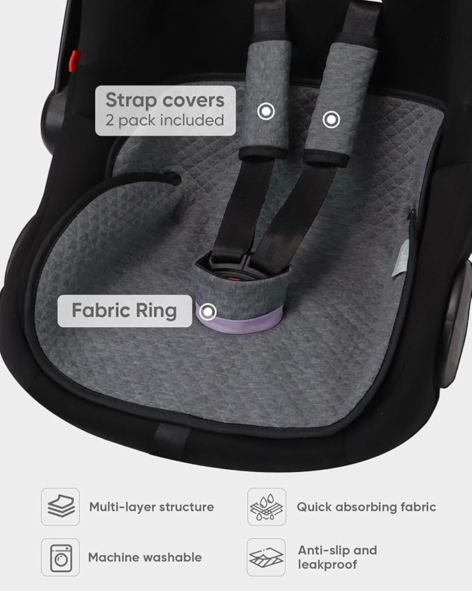 2 Pack Baby Potty Training Car Seat Protector, Waterproof Car Seat Liner for Potty Training Toilet, Baby Infant Toddler Piddle Pad Fits for Carseat, Stroller, Highchair - 2 Pack, Dark Gray