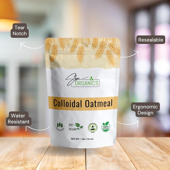 Shea Organics Colloidal Oatmeal Powder | Gentle Soothing Bath Treatment for Sensitive Skin | Natural Oat Bath for Babies & Adults | Ideal for DIY Skincare & Soap Making | 16 Ounce- Pack of 1